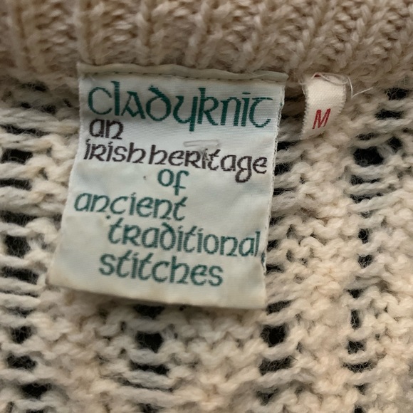 Cladyknit Made in Ireland 100% Wool Arab Cable Knit Sweater EUC Vintage - Picture 7 of 8